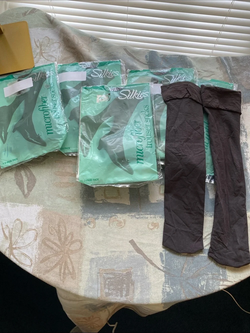 Silkies Microfiber Trouser Socks in Brown with Teal Packaging 5 packets 10 pair